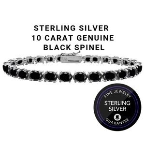 Sterling silver black spinel oval bracelet